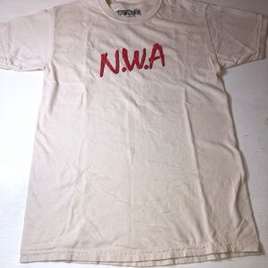 UO N.W.A Graphic Short Sleeve Tee - Cream with Red Logo, medium, pre-owned, NWT